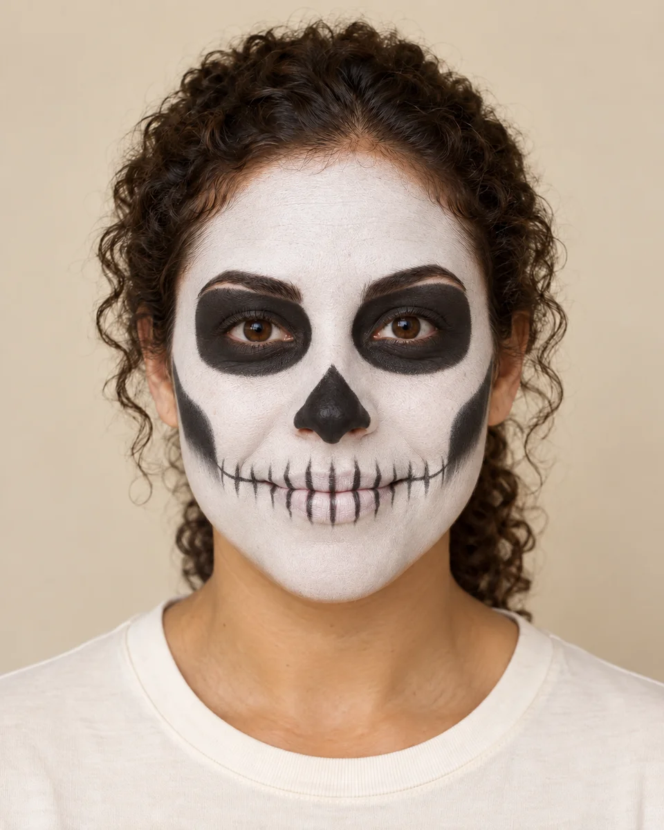 Original classic skeleton face paint sample for Halloween inspiration